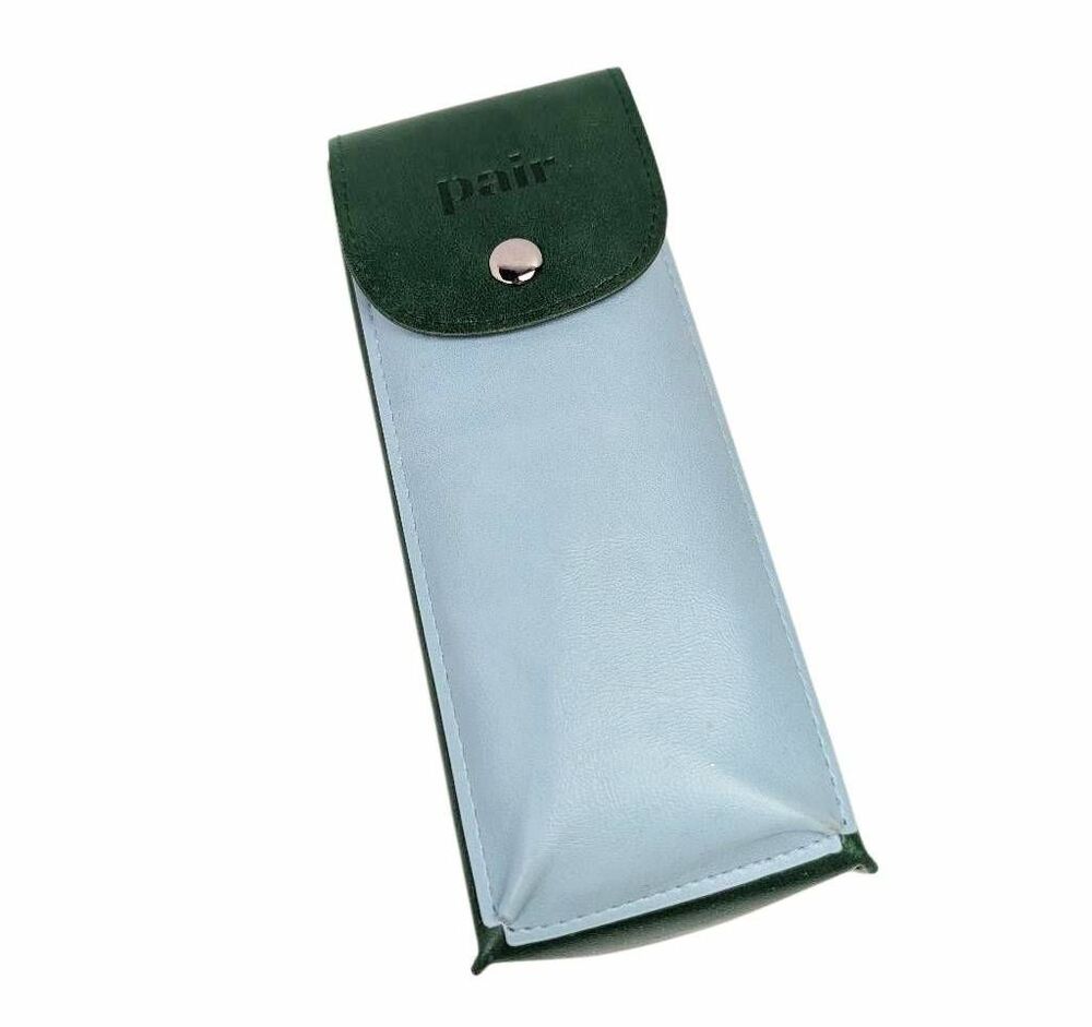 Pair Green & Blue eyeglasses & toppers holder glasses frame case